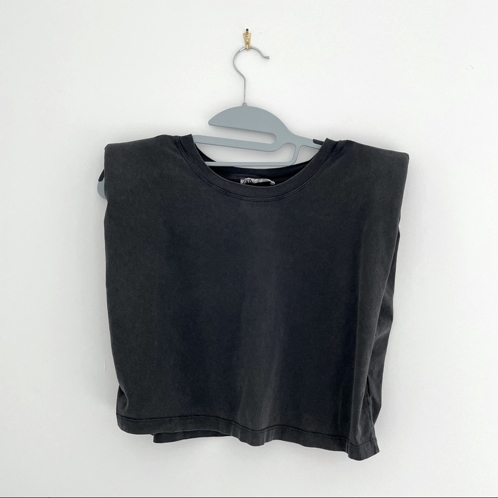 Grey Zara tank top with shoulder pads